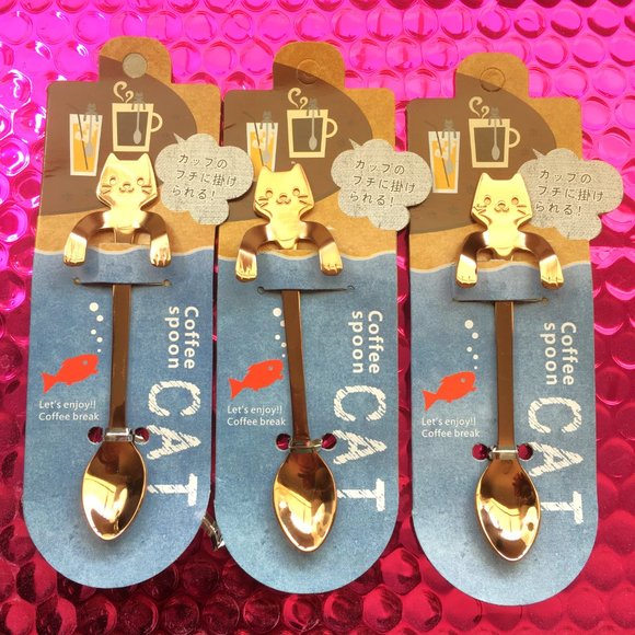 Rose Gold Stainless Steel Cat Spoons - THREE PIECES 🥄🥄🥄 -  NEW! - Picture 11 of 13